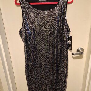 Zebra Sequin Sleeveless Dress